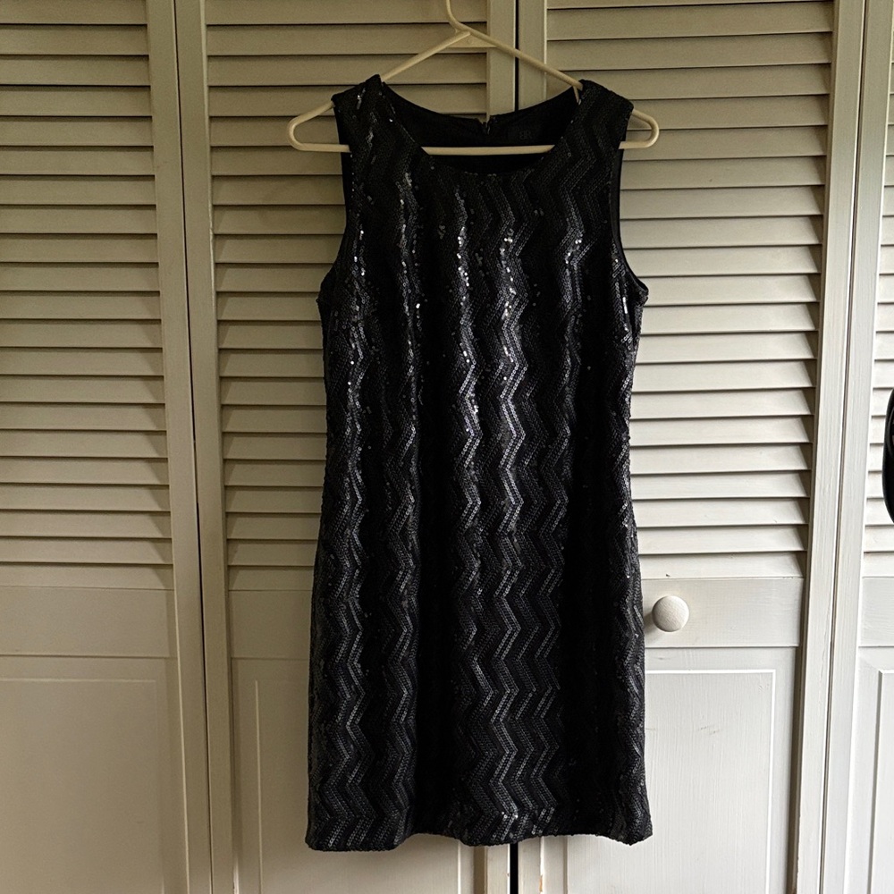 Banana Republic Black Sequin Sleeveless Mini Dress